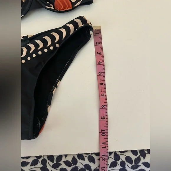 Commense Black Orange Bird Print Bikini Top & Scrunchie Booty Bottoms NWT XS - Picture 16 of 16